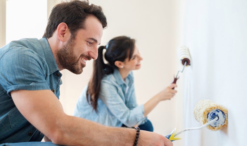 Couple engaged in DIY activities